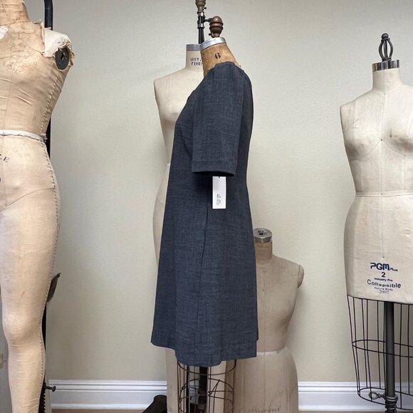 NWT Nancy Rose Chain Neck Aline Pleated Shift Dress With Pockets Size 6 - Picture 4 of 6